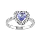 Tanzanite & 1/5 Carat T.w. Diamond 10k White Gold Heart Ring, Women's, Size: 6, Purple