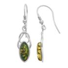 Sterling Silver Green Amber Drop Earrings, Women's