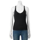 Juniors' Pink Republic Cross Back Knit Tank, Girl's, Size: Large, Black