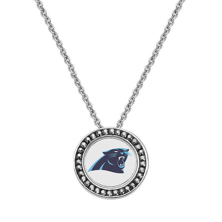 Carolina Panthers Team Logo Crystal Pendant Necklace - Made With Swarovski Crystals, Women's, Size: 18, Blue