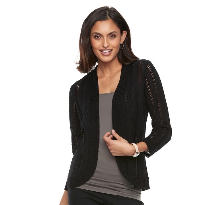 Women's Dana Buchman Open-stitch Cardigan, Size: Xl, Oxford