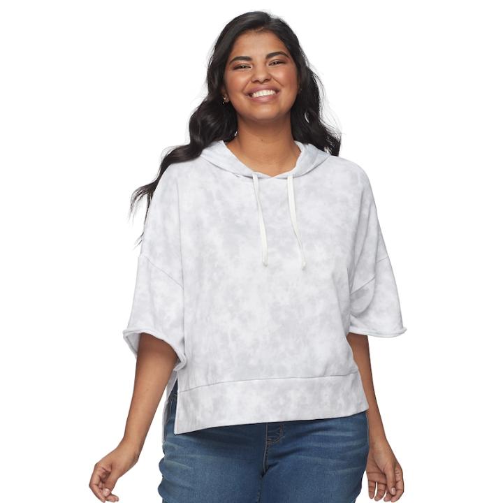 Juniors' Plus Size So&reg; Hooded Crop Sweatshirt, Size: 2xl, Light Grey