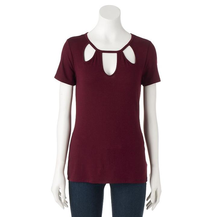 Women's Jennifer Lopez Cutout Tee, Size: Small, Drk Purple