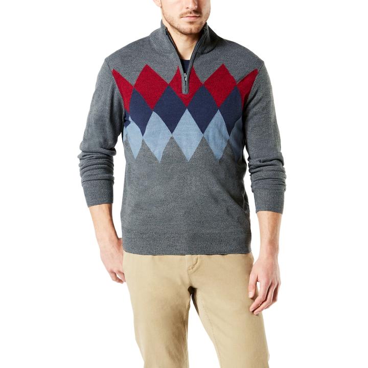 Men's Dockers&reg; Classic-fit Marled Quarter-zip Sweater, Size: Xxl, Grey