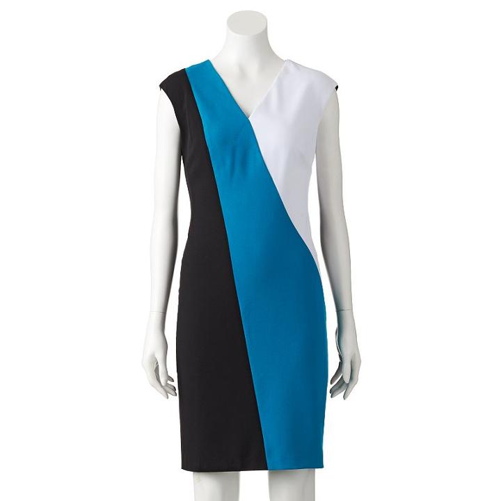 Women's Dana Buchman Colorblock Sheath Dress, Size: 14, Blue (navy)