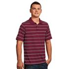 Men's Antigua Striped Performance Golf Polo, Size: Large, Dark Red