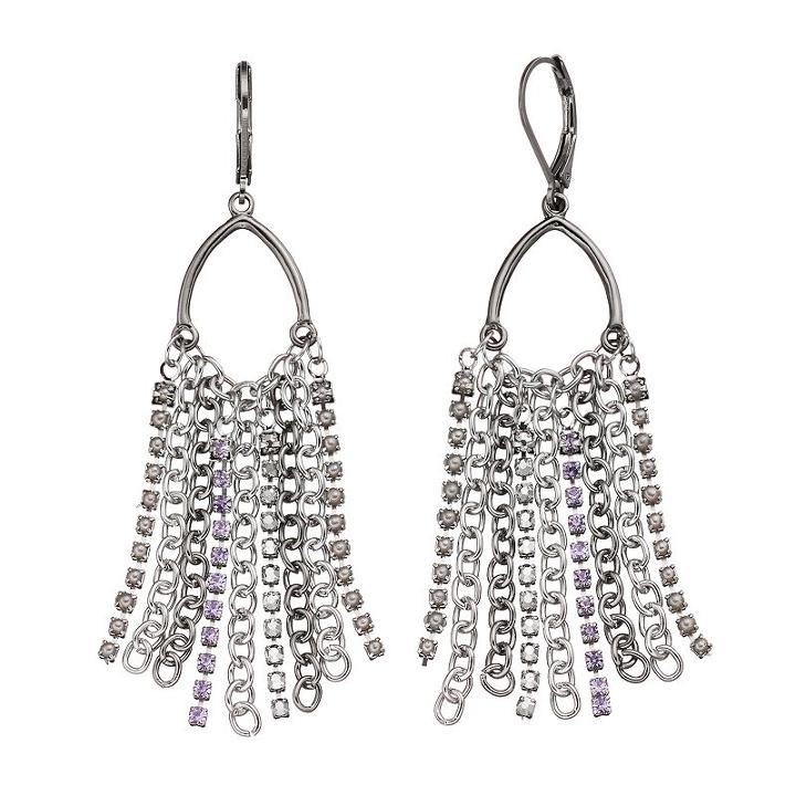 Simply Vera Vera Wang Two Tone Chain Nickel Free Fringe Drop Earrings, Women's, Purple Oth