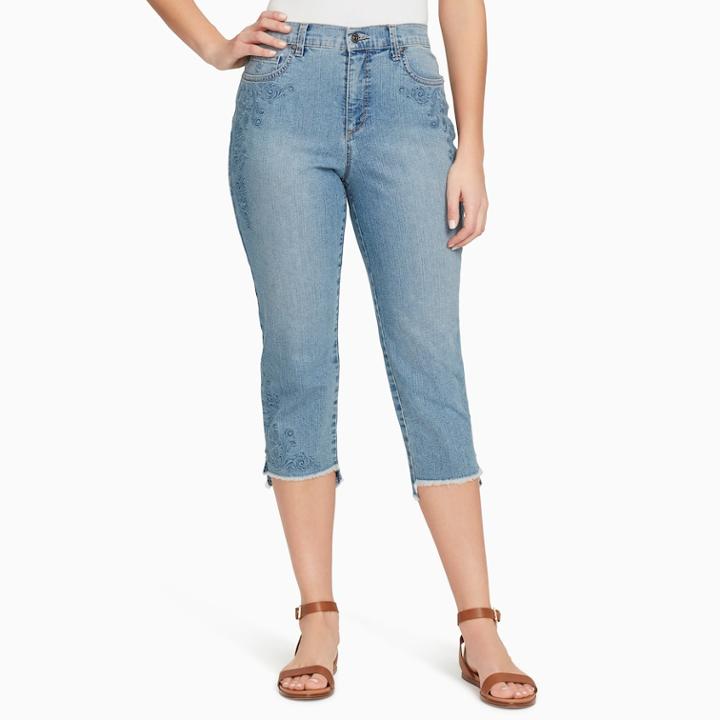 Women's Gloria Vanderbilt Amanda Step Hem Capri Jeans, Size: 14, Med Blue