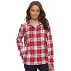 Juniors' So&reg; Pocket Plaid Flannel Shirt, Teens, Size: Medium, Brt Red