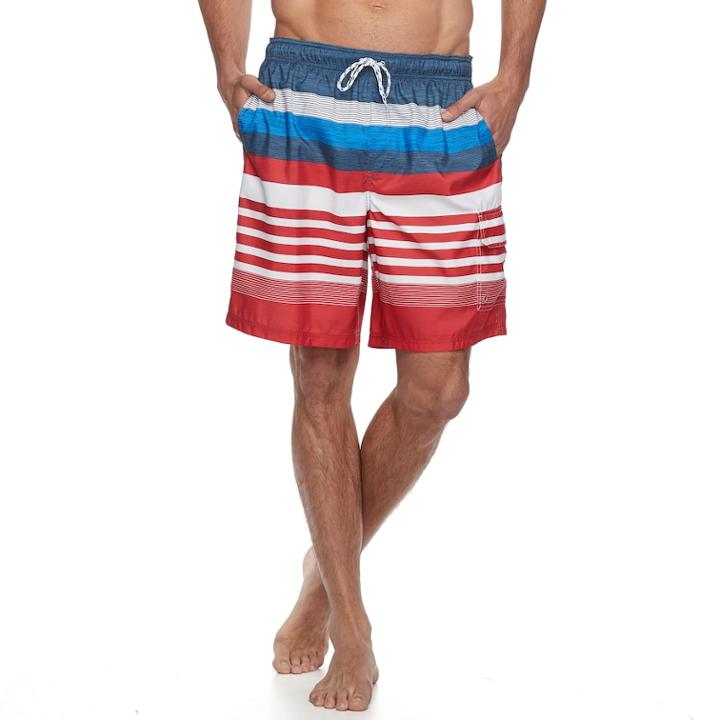 Big & Tall Croft & Barrow&reg; Home Free Striped Swim Trunks, Men's, Size: L Tall, Red