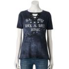 Women's Rock & Republic&reg; Lace-up Graphic Tee, Size: Large, Black