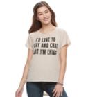 Juniors' Freeze I'd Stay And Chat High-low Graphic Tee, Teens, Size: Xl, Med Beige