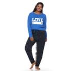 Plus Size Juniors' Plus So&reg; Knit Raglan Jogger Set, Teens, Size: 1xl, Blue