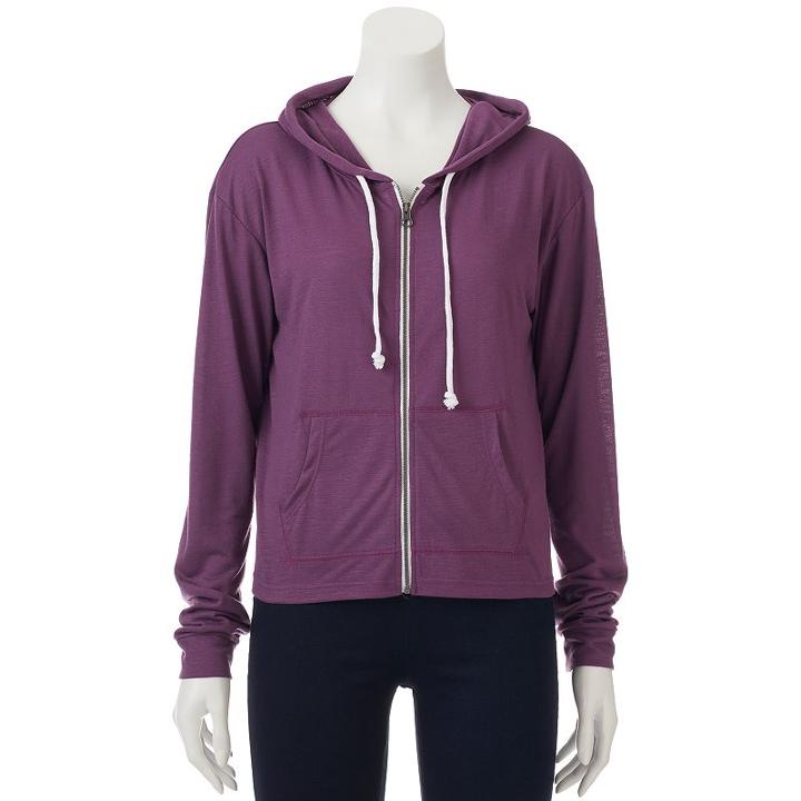 Juniors' So&reg; Perfectly Soft Zip Up Hoodie, Teens, Size: Xl, Drk Purple