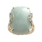 18k Gold Over Silver Jade And Diamond Accent Ring, Women's, Size: 8, Green