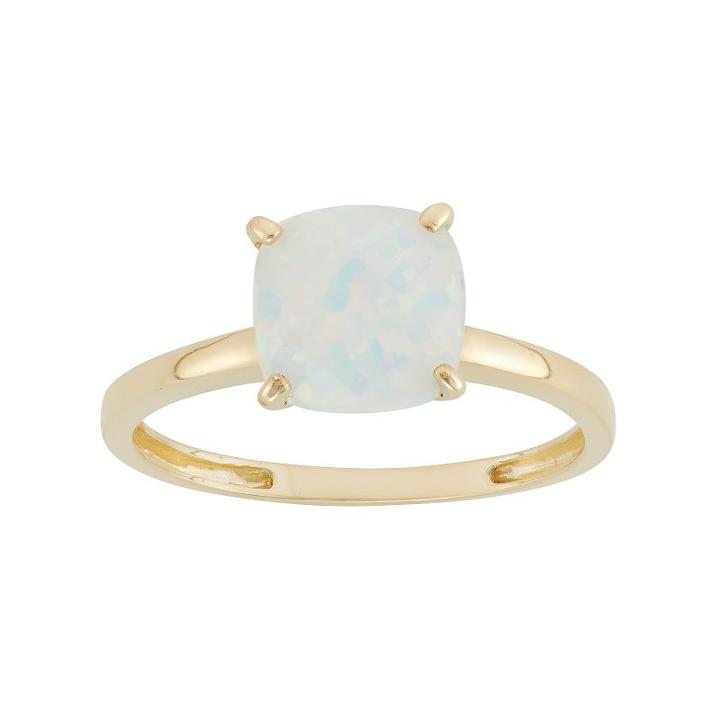 Lab-created Opal 10k Gold Ring, Women's, Size: 7, White
