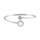 Pink Opal, Diamond Accent & White Topaz Sterling Silver Cuff Bracelet, Women's, Size: 7