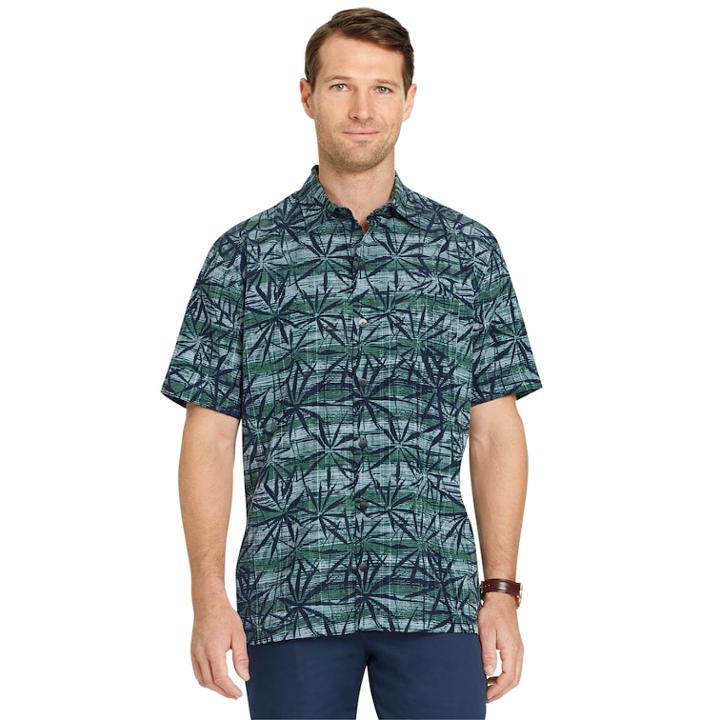 Men's Van Heusen Air Classic-fit Patterned Button-down Shirt, Size: Xl, Dark Green