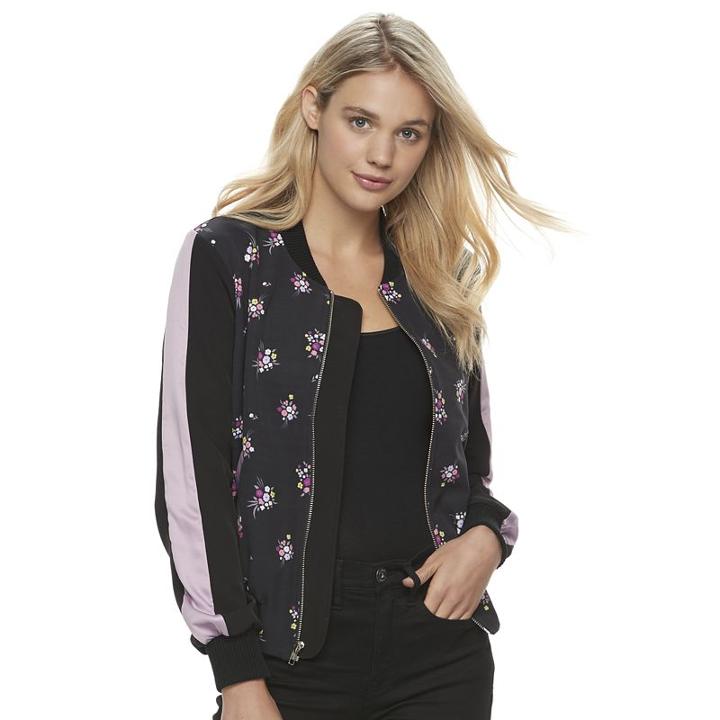 Juniors' Jolie Vie Floral Bomber Jacket, Girl's, Size: Large, Ovrfl Oth
