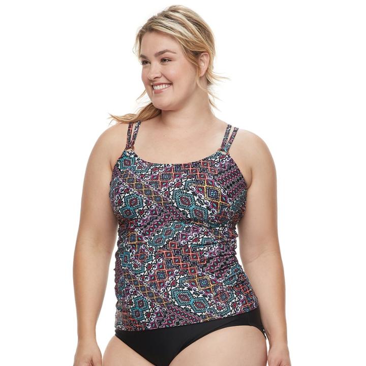 Plus Size Croft & Barrow&reg; D-cup Tankini Top, Women's, Size: 18 W, Multi Patch