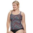 Plus Size Croft & Barrow&reg; D-cup Tankini Top, Women's, Size: 18 W, Multi Patch