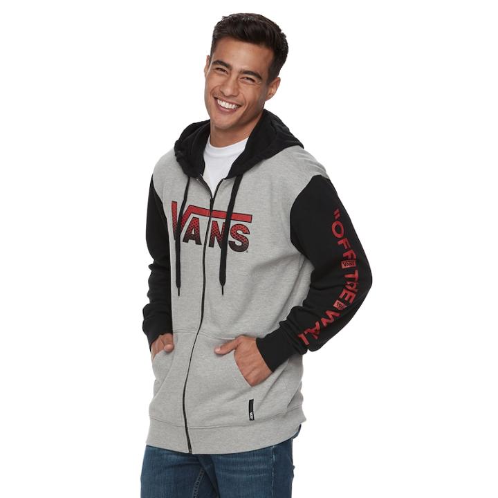 Men's Vans Sole Full-zip Hoodie, Size: Large, Dark Grey