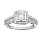 5/8 Carat T.w. Diamond 10k White Gold Square Halo Ring, Women's, Size: 7