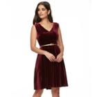 Petite Suite 7 Velvet Fit & Flare Dress, Women's, Size: 12 Petite, Dark Red