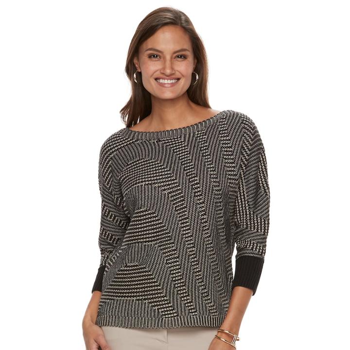 Women's Dana Buchman Boatneck Sweater, Size: Small, Med Beige