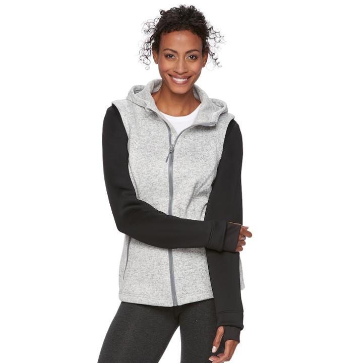 Women's Tek Gear&reg; Fleece Mixed-media Jacket, Size: Large, Med Grey