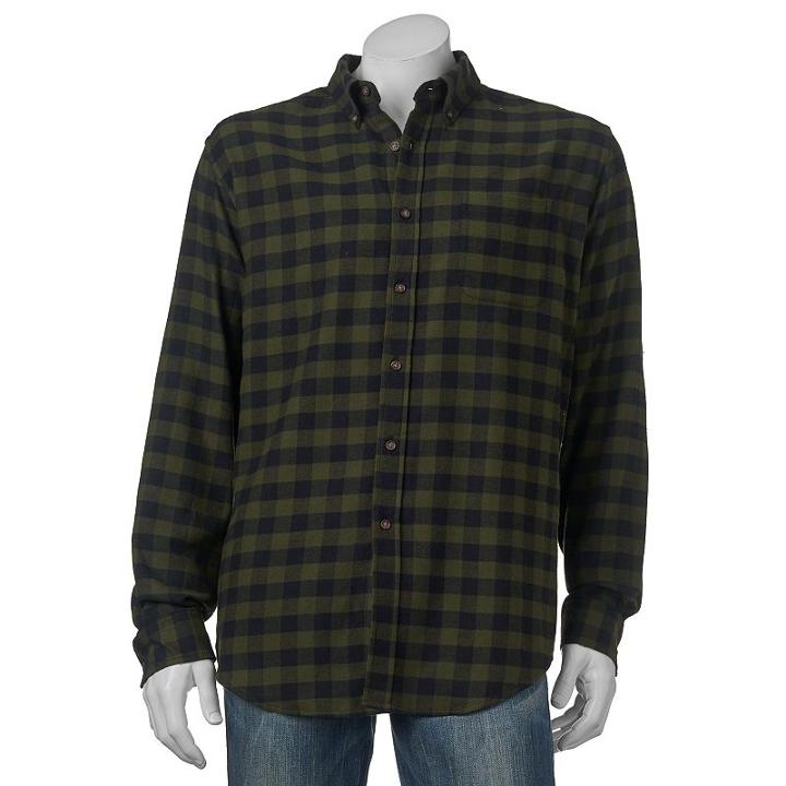 Big & Tall Croft & Barrow&reg; Slim-fit Plaid Flannel Button-down Shirt, Men's, Size: Xxl Tall, Dark Green