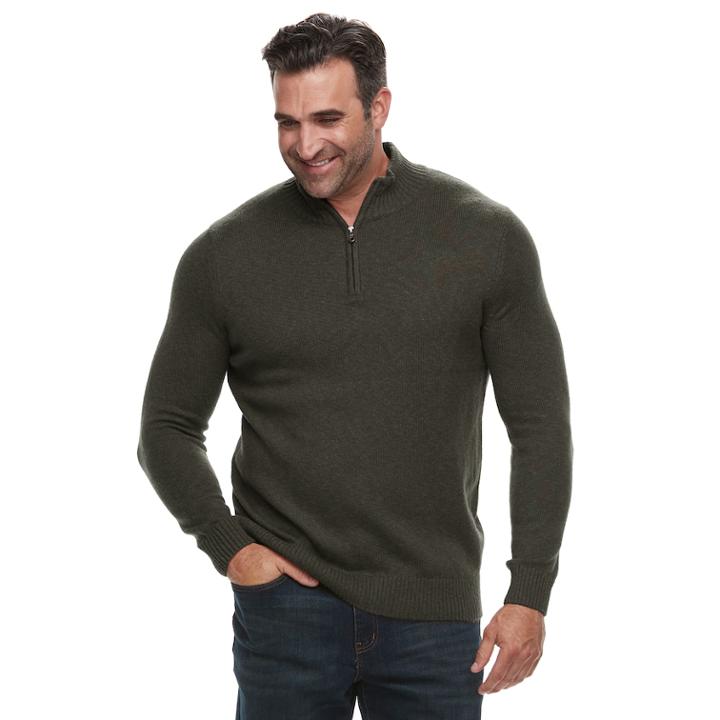Big & Tall Croft & Barrow&reg; Classic-fit 7gg Super Soft Quarter-zip Pullover Sweater, Men's, Size: L Tall, Green