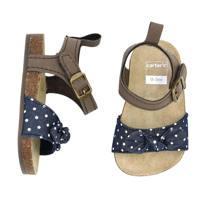 Baby Girl Carter's Cork Sole Navy (blue) Dot Sandals, Size: 3-6 Months
