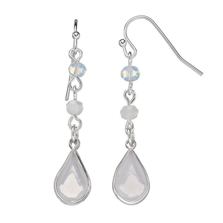Lc Lauren Conrad Beaded Teardrop Nickel Free Linear Earrings, Women's, Blue