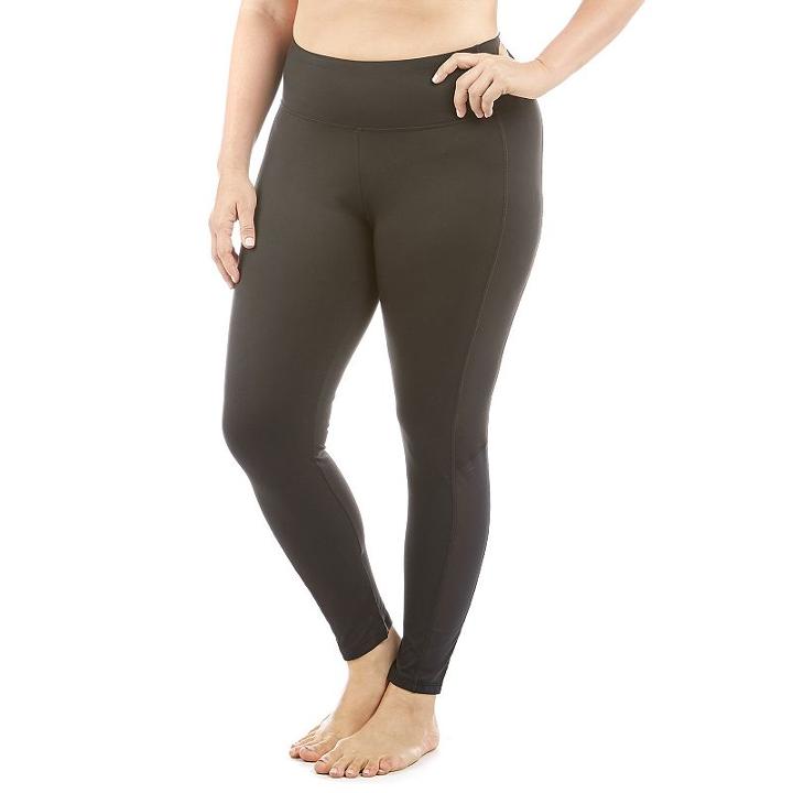Plus Size Balance Collection Melodie Mesh Panel Workout Leggings, Women's, Size: 2xl, Black