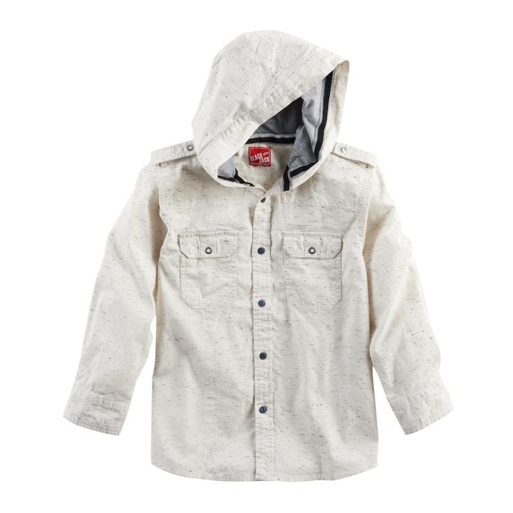 Boys 8-20 French Toast Hooded Button-down Shirt, Size: Small, Lt Brown