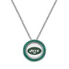 New York Jets Team Logo Crystal Pendant Necklace - Made With Swarovski Crystals, Women's, Size: 18, Green