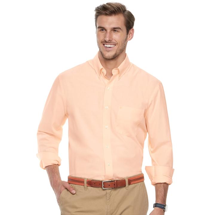 Big & Tall Izod Regular-fit Stretch End-on-end Button-down Shirt, Men's, Size: 2xb, Yellow