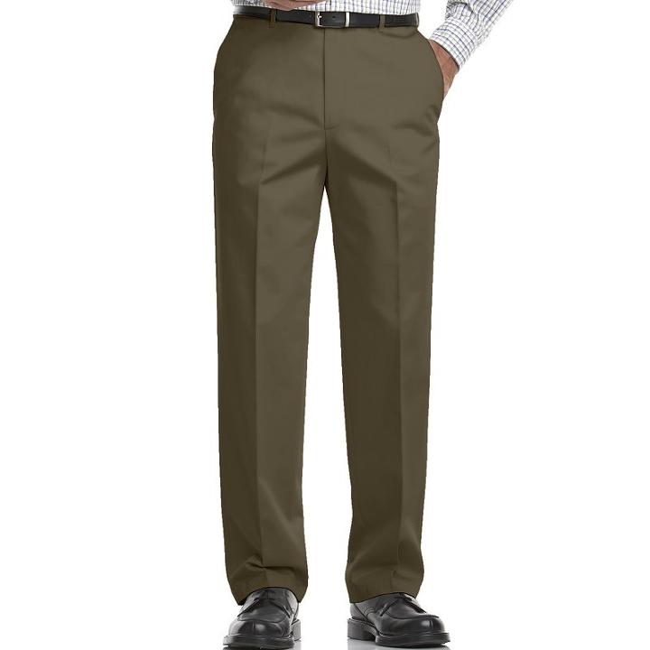 Big & Tall Haggar&reg; Work To Weekend&reg; Classic-fit Flat-front Expandable Waist Pants, Men's, Size: 48x32, Brown