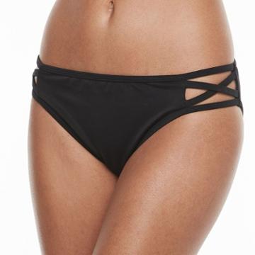 Women's S.o.s. Sun Ocean Sand Strappy Bikini Bottoms, Size: Medium, Black