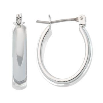 Napier Silver Tone Oval Hoop Earrings, Women's, Grey