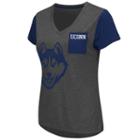 Women's Campus Heritage Uconn Huskies Pocket V-neck Tee, Size: Large, Blue (navy)