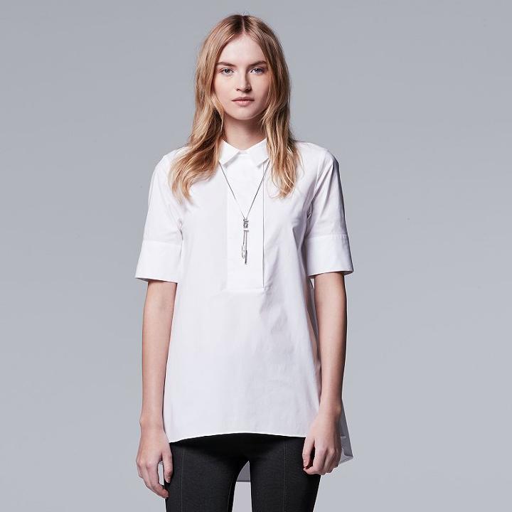 Women's Simply Vera Vera Wang Simply Separates Poplin Top, Size: Large, White