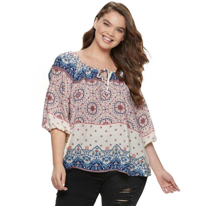 Juniors' Plus Size Liberty Love Cold-shoulder Peasant Top, Teens, Size: 2xl, Natural