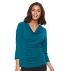 Women's Dana Buchman 3/4-sleeve Cowlneck Top, Size: Xl, Dark Blue
