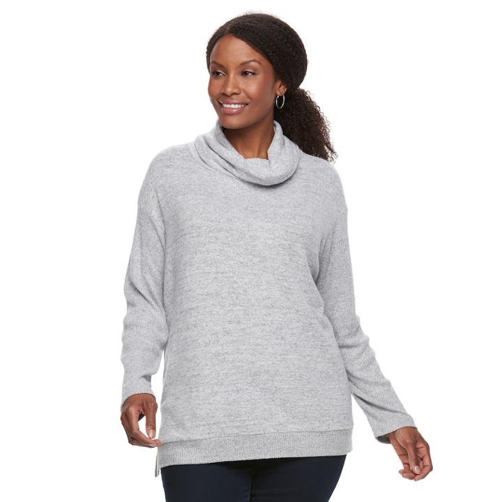 Plus Size Sonoma Goods For Life&trade; Cowlneck Top, Women's, Size: 2xl, Silver