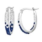 Michigan Wolverines Crystal Sterling Silver Inside Out U-hoop Earrings, Women's, Blue
