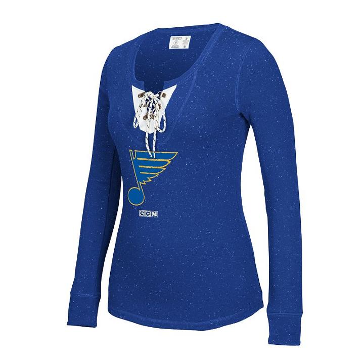 Women's Ccm St. Louis Blues Lace-up Henley Tee, Size: Medium, Multicolor