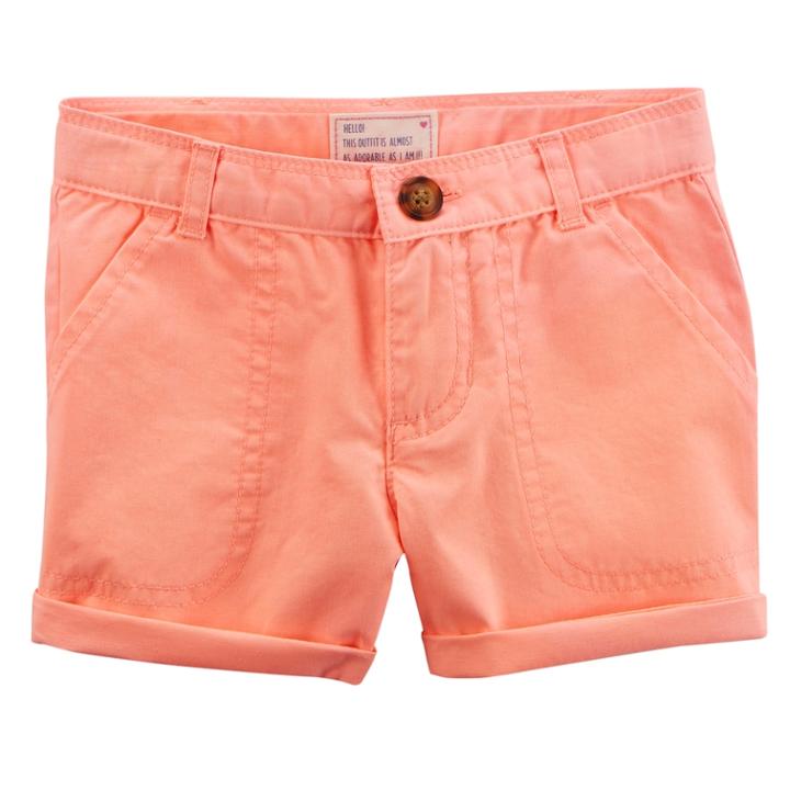Girls 4-8 Carter's Roll Cuff Shorts, Size: 8, Orange