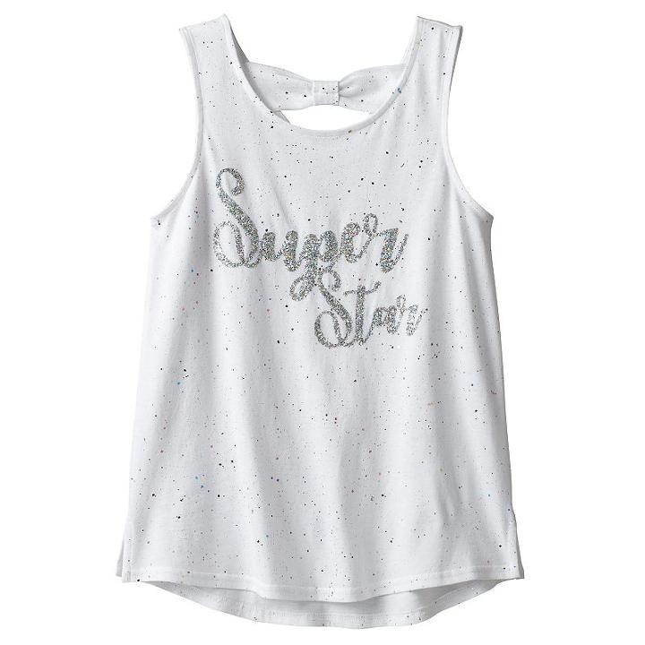 Girls 7-16 So&reg; Bow Back Printed Tank Top, Girl's, Size: 16, White Oth